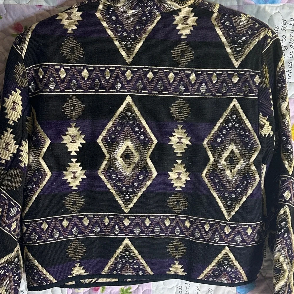 Vintage Linda Leez Wearable Art southwestern Patterned Jacket Sz L - Picture 6 of 15